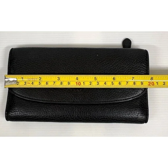 VTG Coach Black Leather Long Wallet Clutch Trifold Snap Zip Coin Pocket Women - Picture 16 of 16